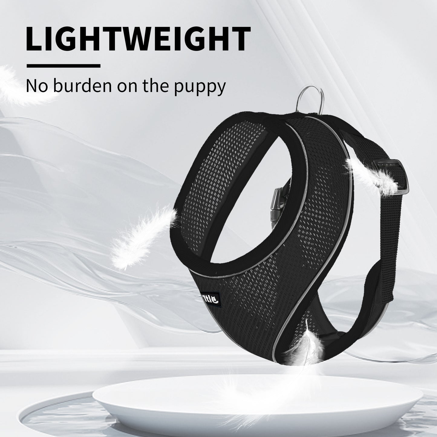 Aiitle Adjustable Mesh Small Dog Harness Black