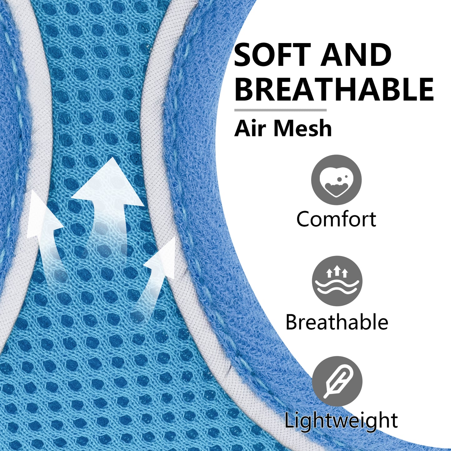 Aiitle Adjustable Mesh Small Dog Harness Blue
