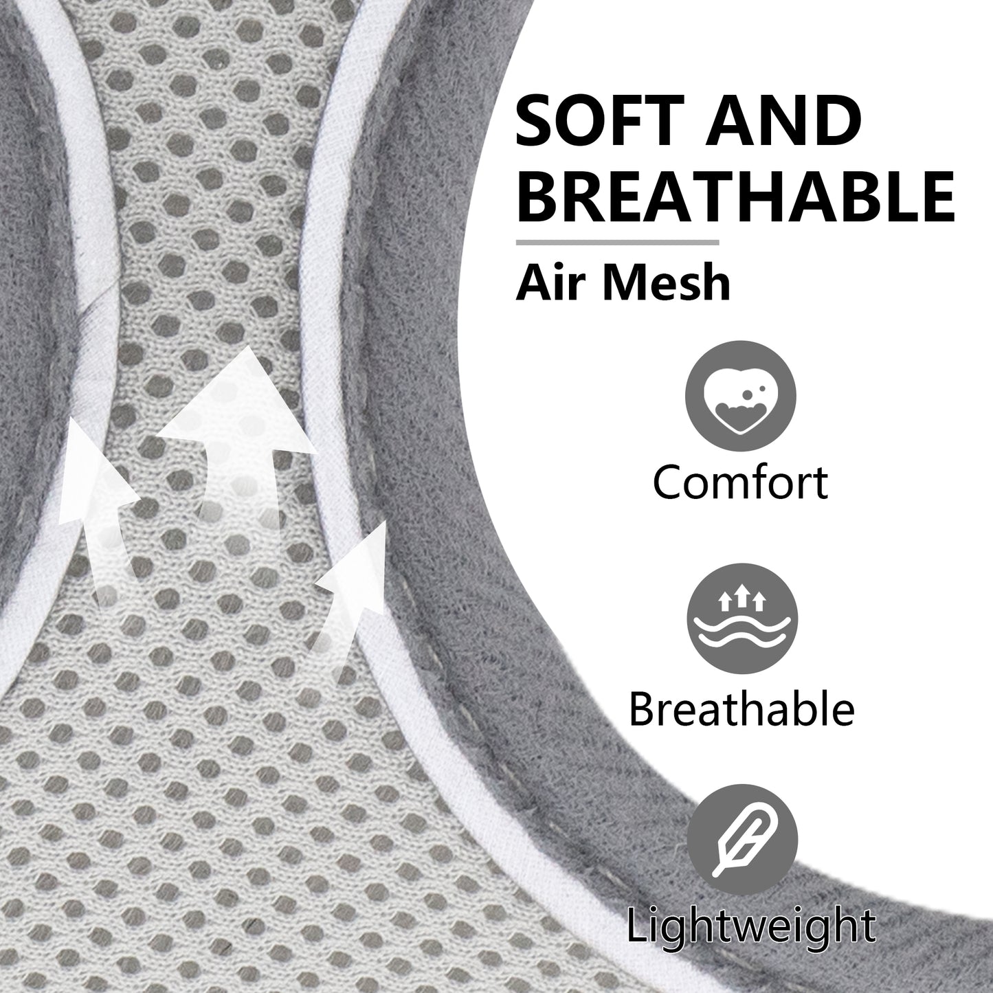 Aiitle Adjustable Mesh Small Dog Harness Gray