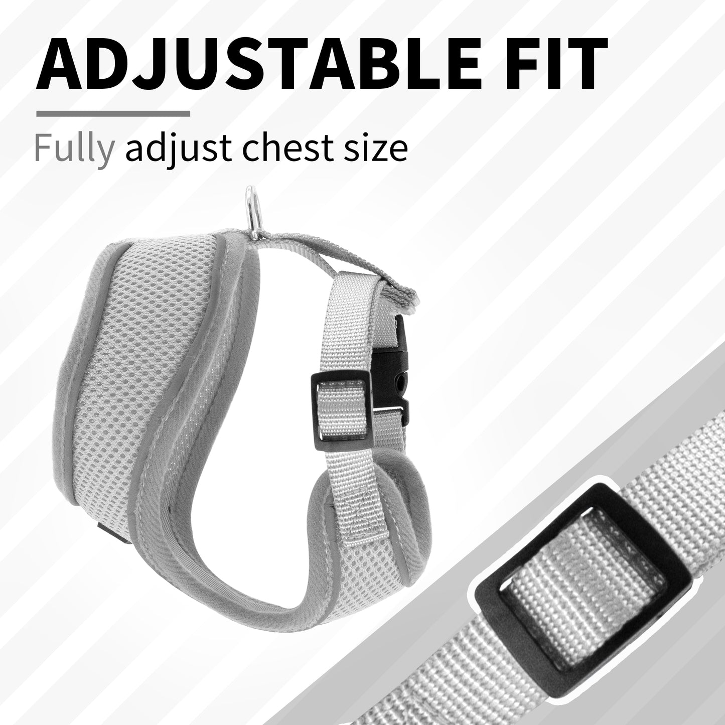 Aiitle Adjustable Mesh Small Dog Harness Gray