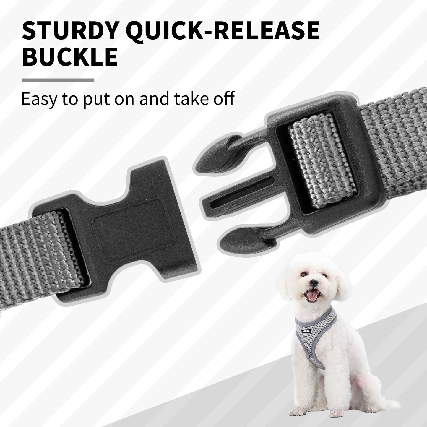 Aiitle Adjustable Mesh Small Dog Harness Gray