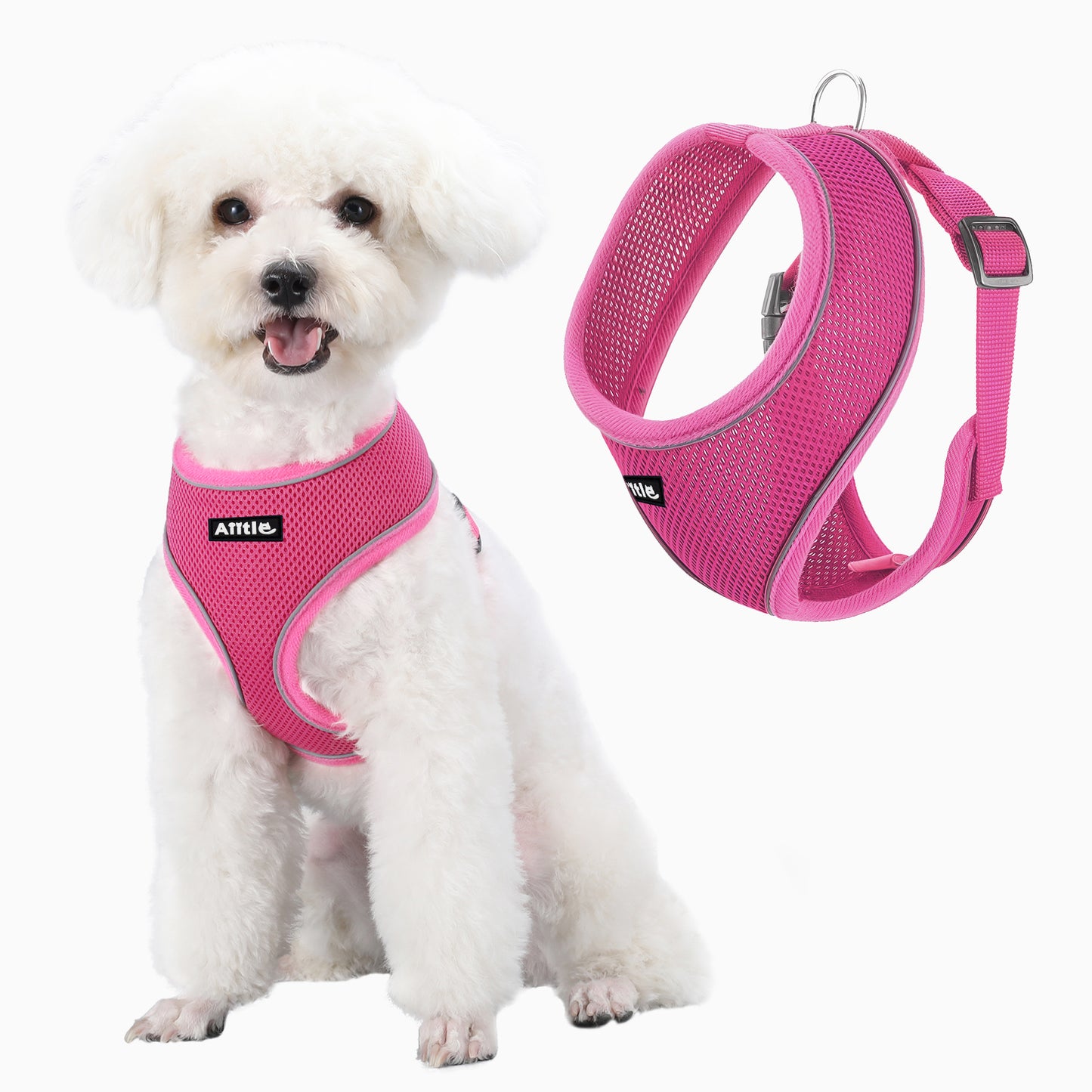 Aiitle Adjustable Mesh Small Dog Harness Hot Pink