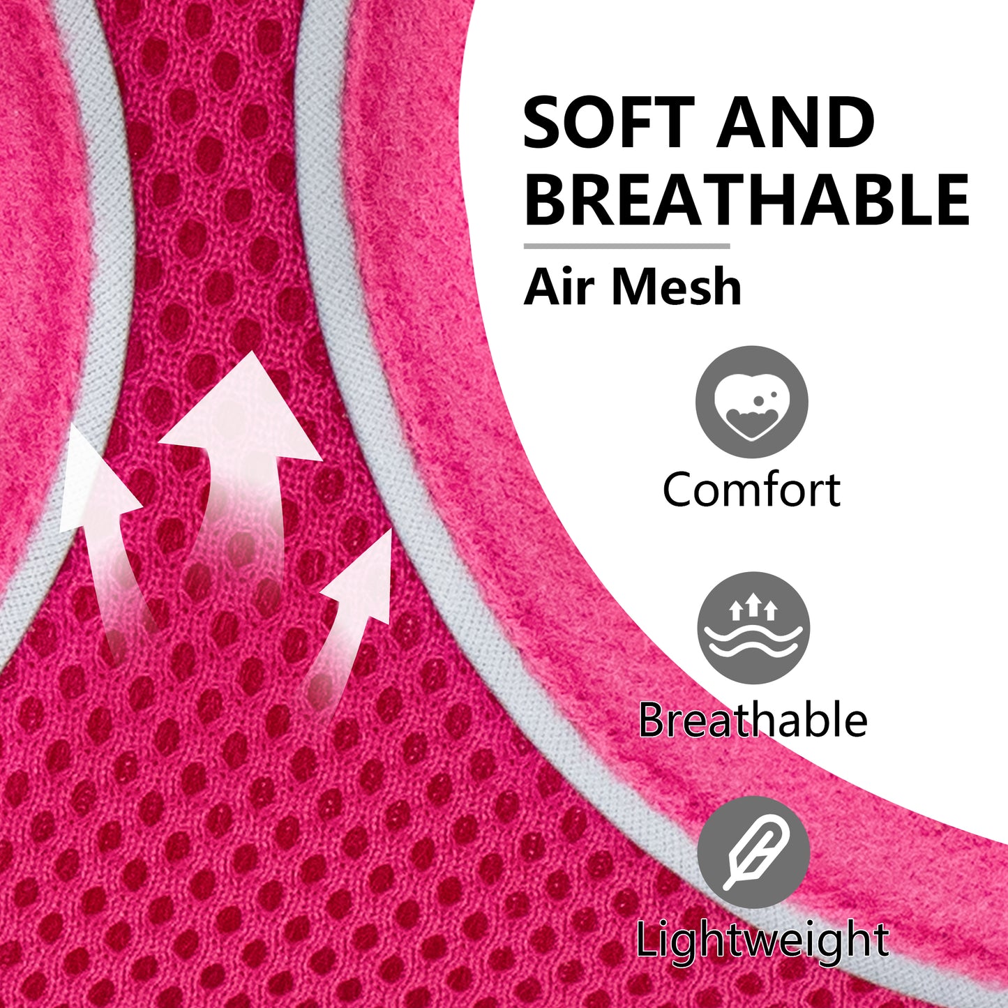 Aiitle Adjustable Mesh Small Dog Harness Hot Pink