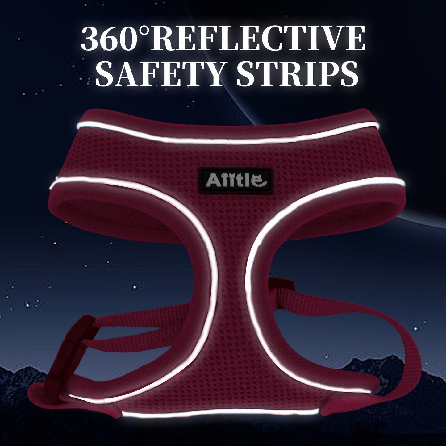 Aiitle Adjustable Mesh Small Dog Harness Hot Pink