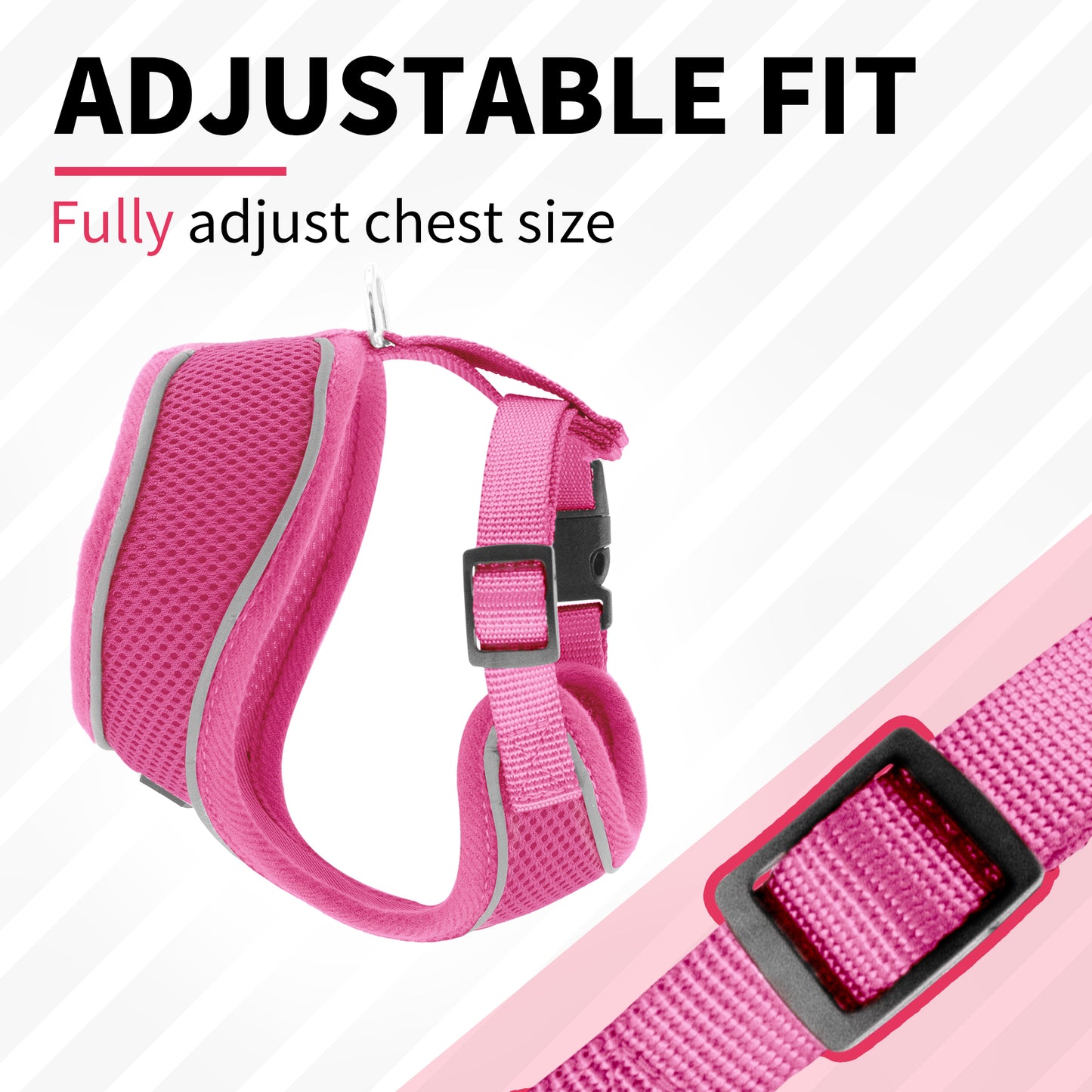 Aiitle Adjustable Mesh Small Dog Harness Hot Pink