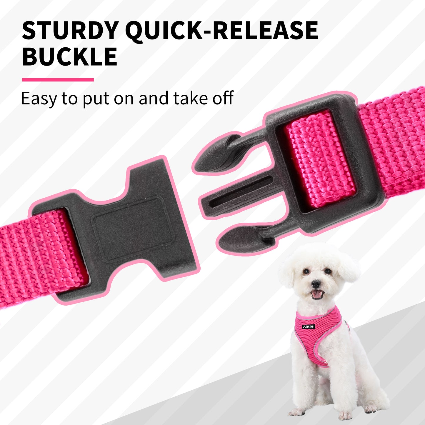 Aiitle Adjustable Mesh Small Dog Harness Hot Pink