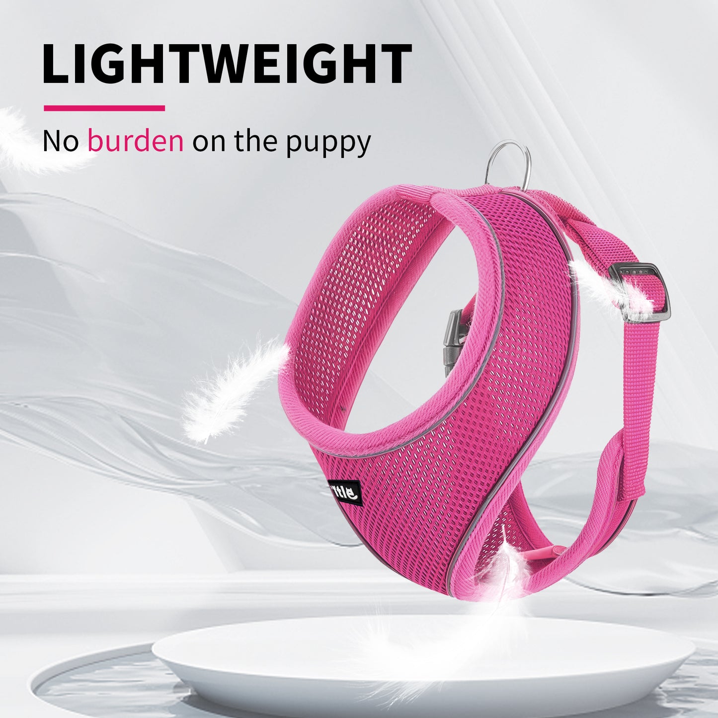 Aiitle Adjustable Mesh Small Dog Harness Hot Pink