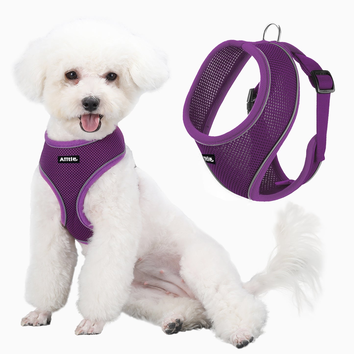 Aiitle Adjustable Mesh Small Dog Harness Purple