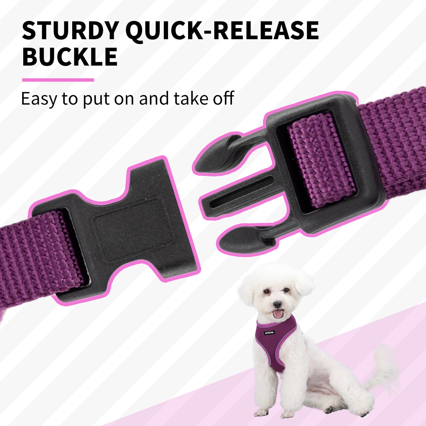 Aiitle Adjustable Mesh Small Dog Harness Purple