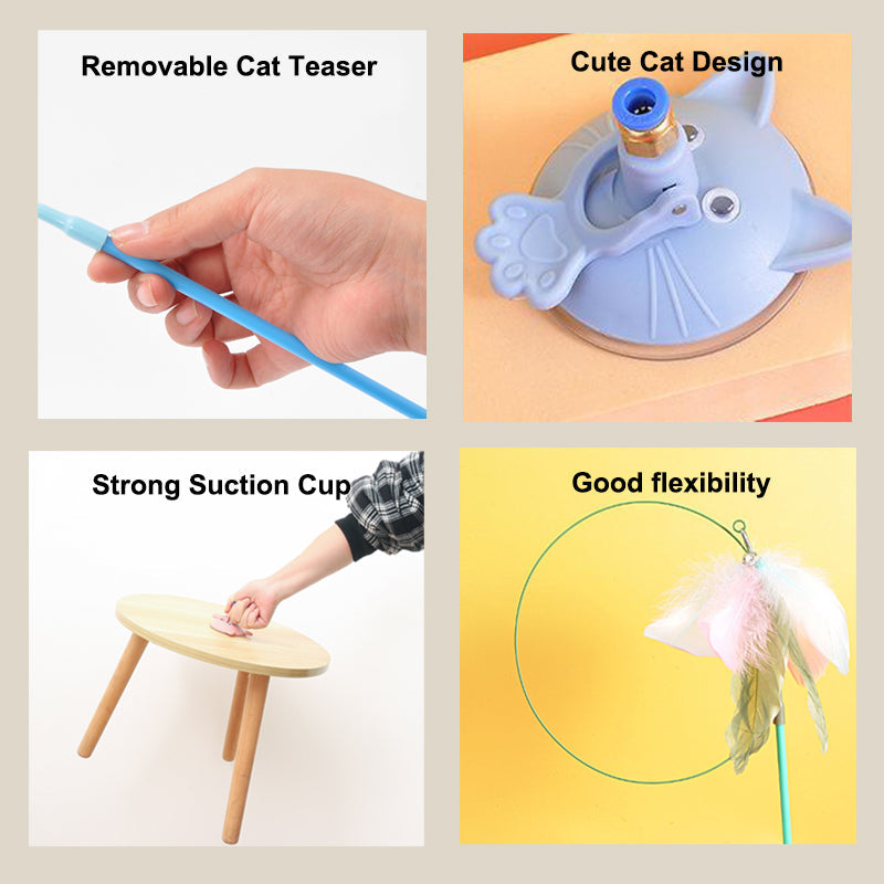 Aiitle Interactive Cat Teaser Feather Wand Toy with Suction Cup