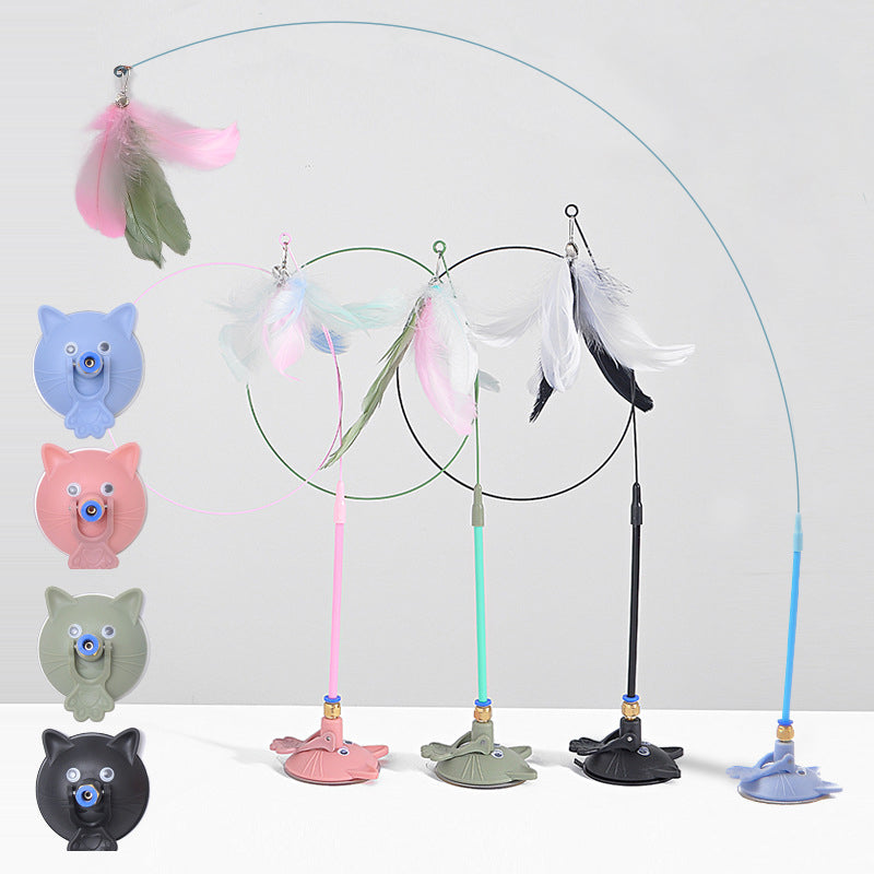 Aiitle Interactive Cat Teaser Feather Wand Toy with Suction Cup