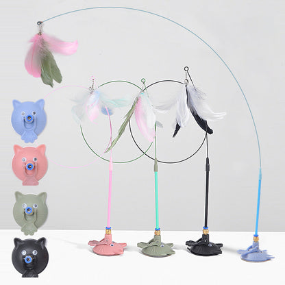 Aiitle Interactive Cat Teaser Feather Wand Toy with Suction Cup