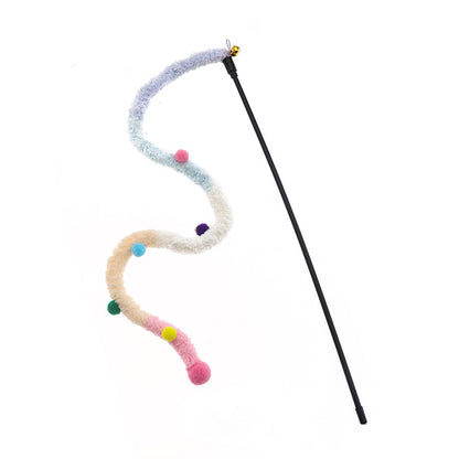 Aiitle Plush Strip Cat Teaser Stick 3 PCS Set