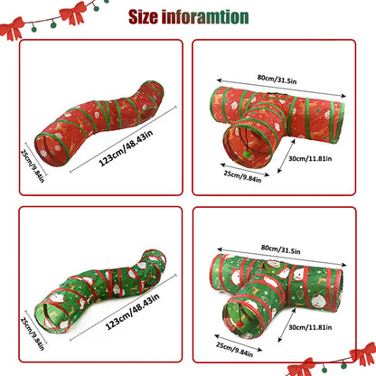 Aiitle Christmas Foldable Cat Tunnel Toy S Red