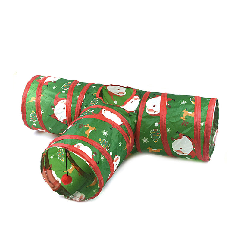 Aiitle Christmas Foldable Cat Tunnel Toy T Green