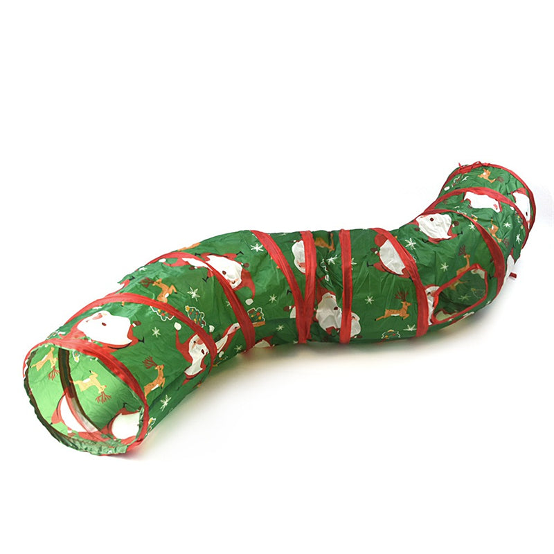 Aiitle Christmas Foldable Cat Tunnel Toy T Green