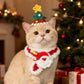 Aiitle Handmade Crocheted Christmas Pet Scarf Hat - Red Santa
