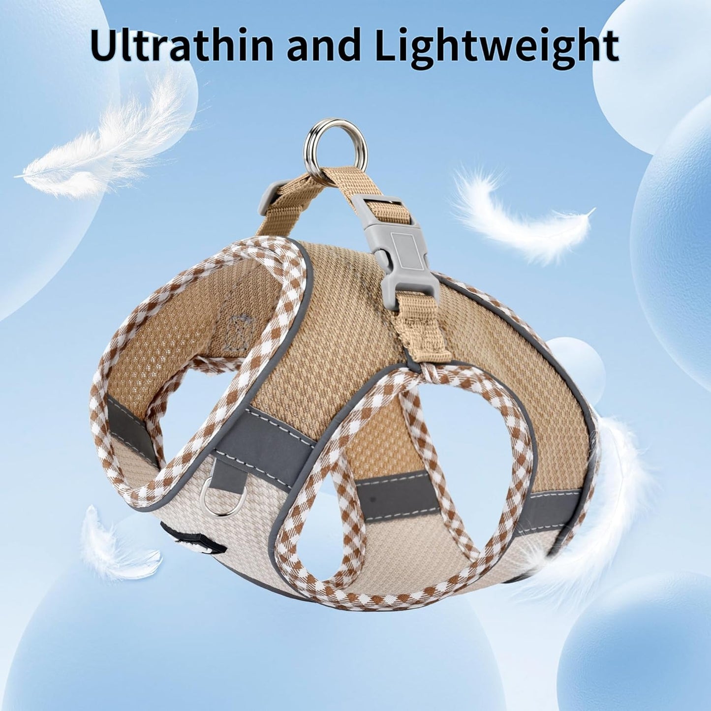 Aiitle Step in Breathable Air Mesh Dog Harness Brown Beige