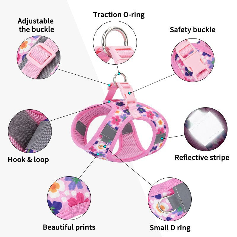 Aiitle Step in Print Floral Dog Vest Harness