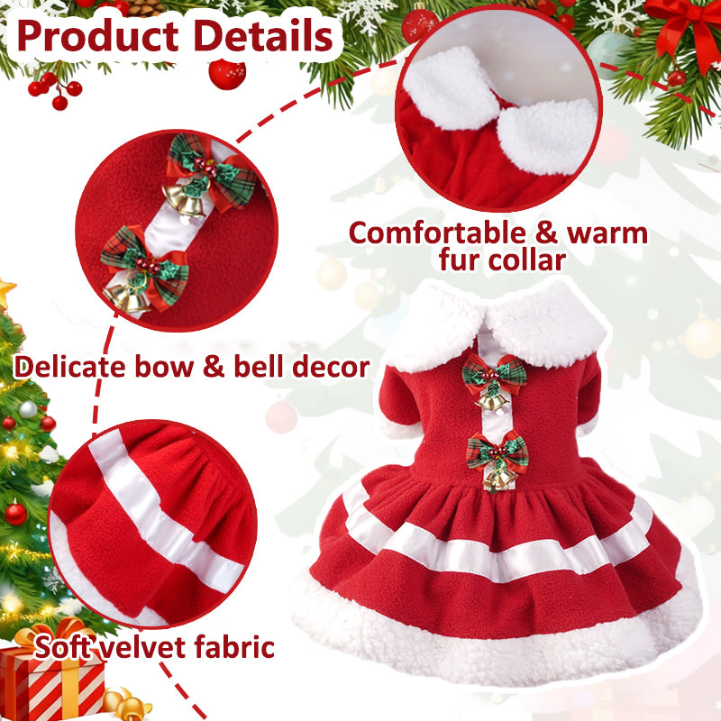 Aiitle Christmas Dog Dress with Bow