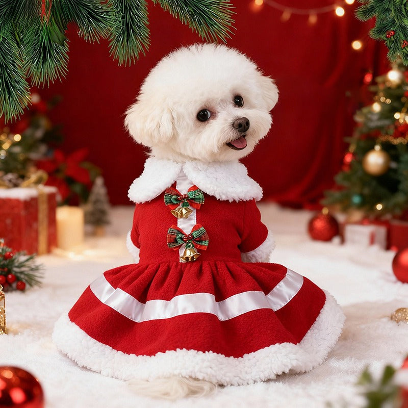 Aiitle Christmas Dog Dress with Bow