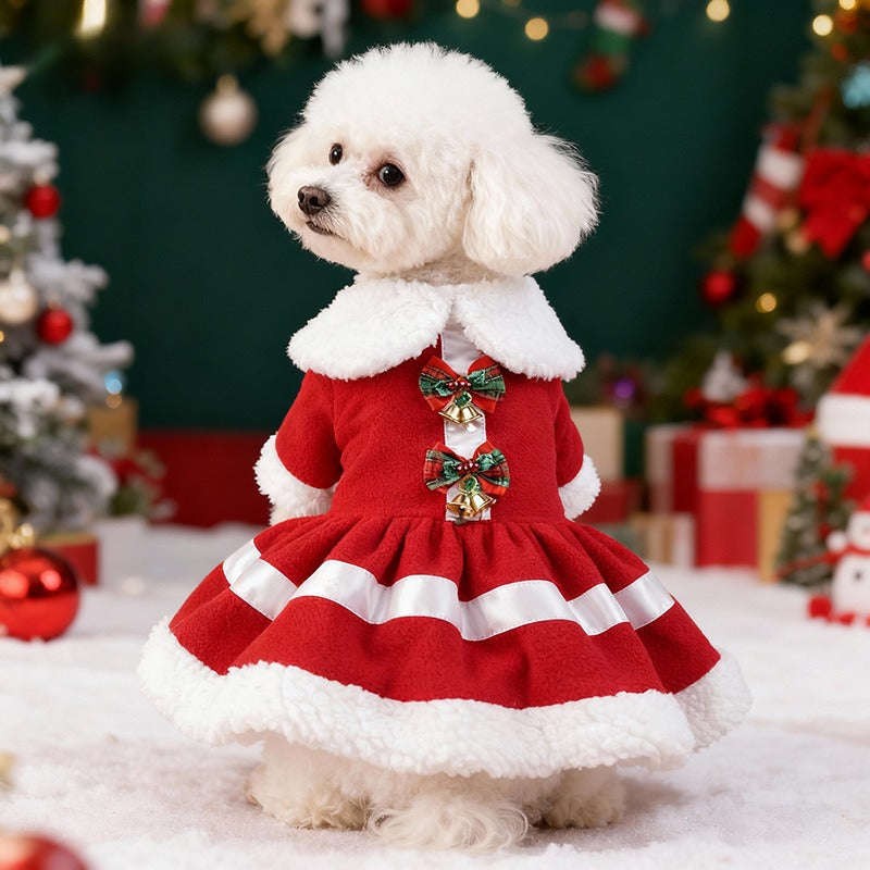 Aiitle Christmas Dog Dress with Bow