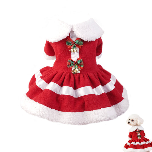 Aiitle Christmas Dog Dress with Bow