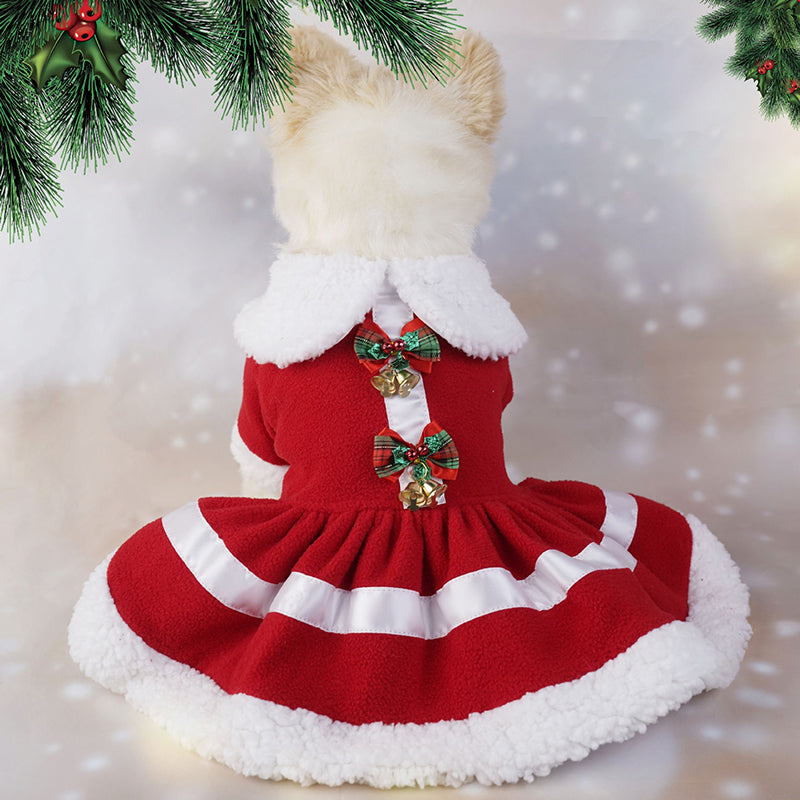 Aiitle Christmas Dog Dress with Bow