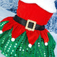 Aiitle Christmas Dog Sequined Dress with Belt
