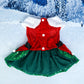 Aiitle Christmas Dog Sequined Dress with Belt