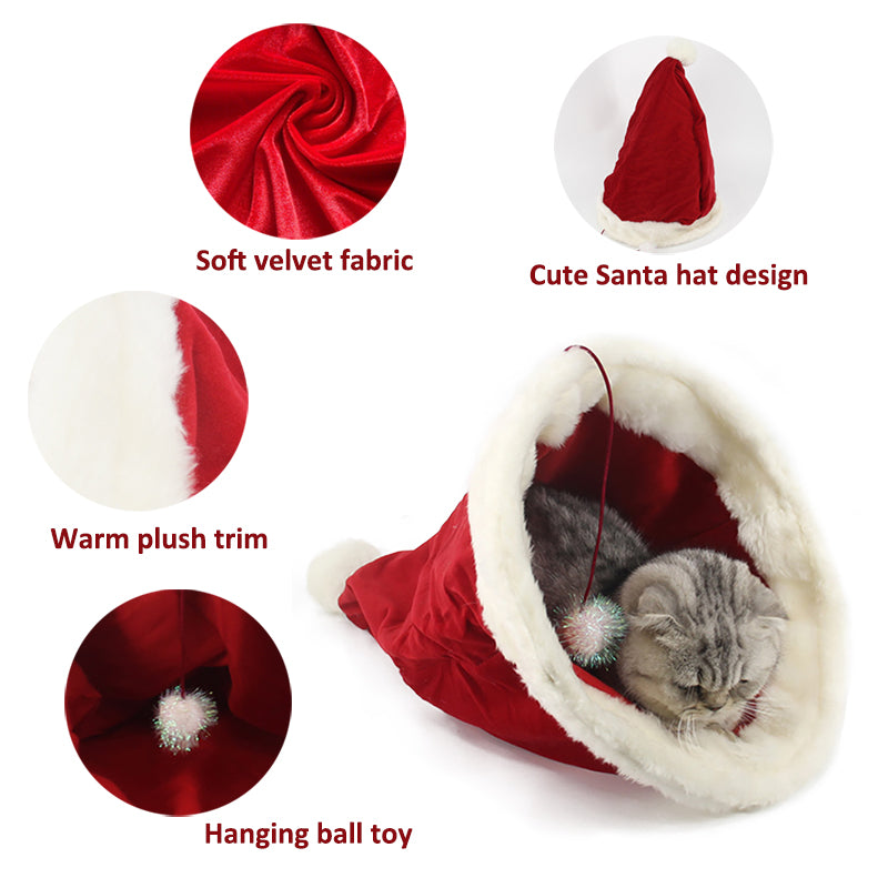 Aiitle Christmas Hat Cat Sleeing Bag