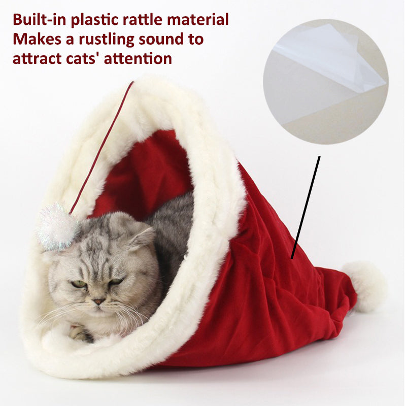 Aiitle Christmas Hat Cat Sleeing Bag