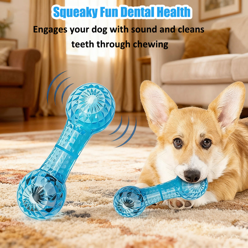 Aiitle Dog Dumbbell Shape Interactive Squeak Toy with Soccer Ball