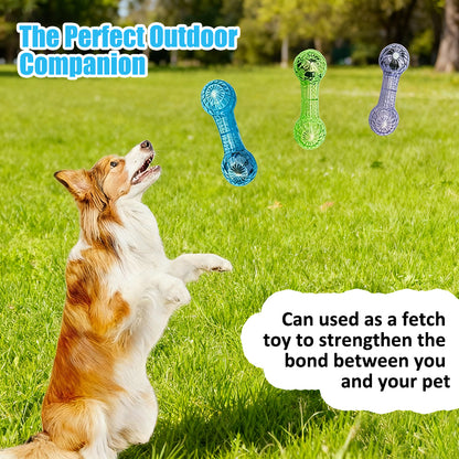 Aiitle Dog Dumbbell Shape Interactive Squeak Toy with Soccer Ball