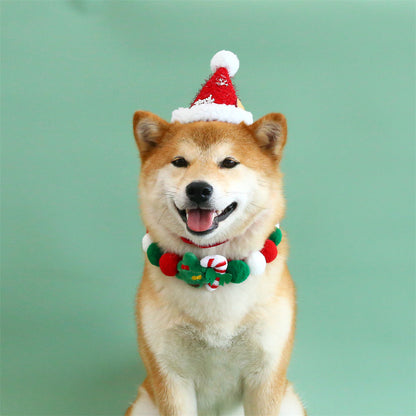 Aiitle Adjustable Pet Christmas Plush Pom Pom Collar
