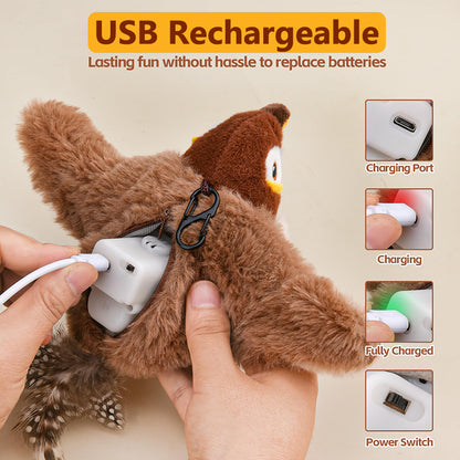 Aiitle Interactive Plush Flapping Bird Cat Toys