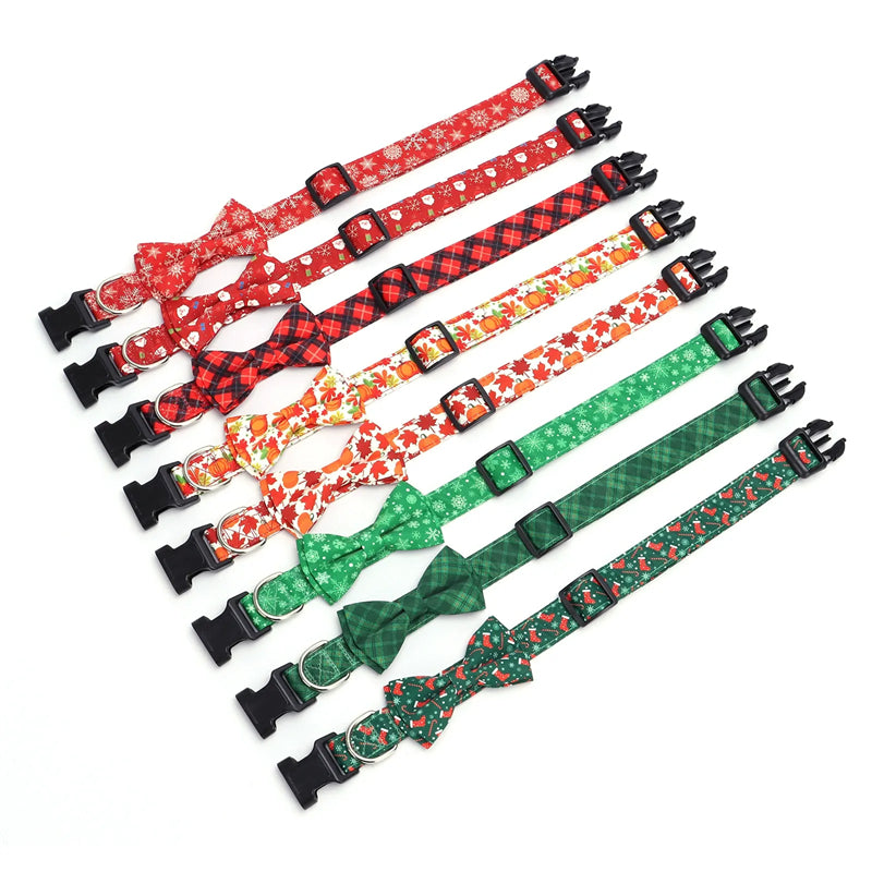 Aiitle Adjustable Christmas Dog Collar Red Santa
