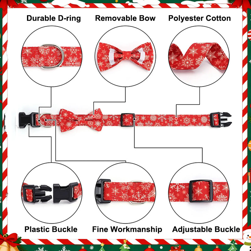 Aiitle Adjustable Christmas Dog Collar Red Santa