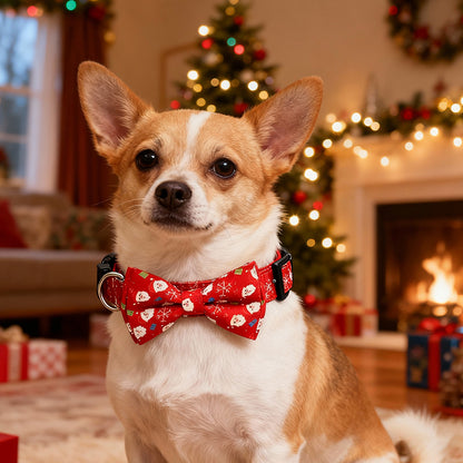 Aiitle Adjustable Christmas Dog Collar Red Santa
