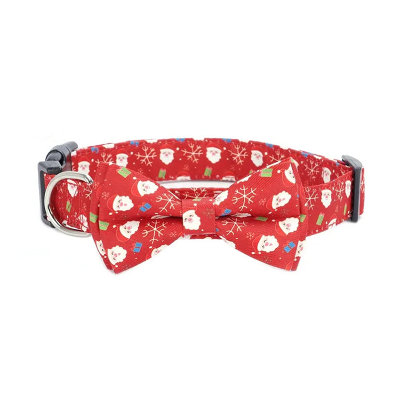 Aiitle Adjustable Christmas Dog Collar Red Santa