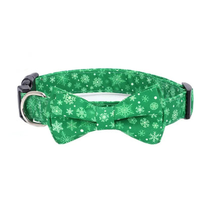Aiitle Adjustable Christmas Dog Collar Green Snowflake