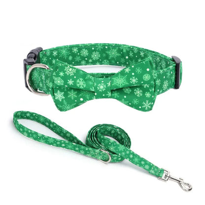 Aiitle Adjustable Christmas Dog Collar Green Snowflake