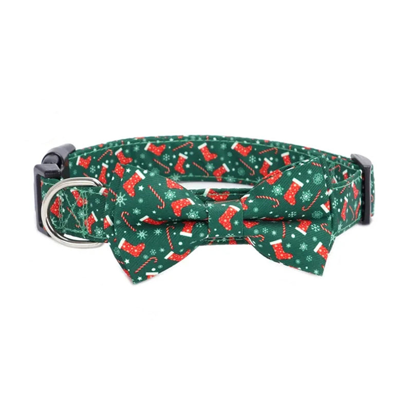 Aiitle Adjustable Christmas Dog Collar Red Santa