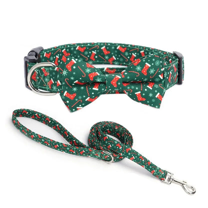 Aiitle Adjustable Christmas Dog Collar Green Snowflake