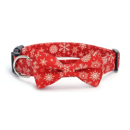 Aiitle Adjustable Christmas Dog Collar Red Snowflake