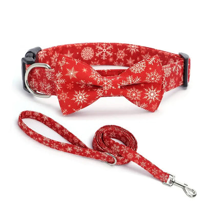 Aiitle Adjustable Christmas Dog Collar Green Snowflake
