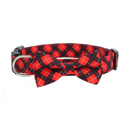 Aiitle Adjustable Christmas Dog Collar Red Plaid