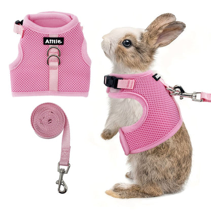 Aiitle Mesh Breathable Rabbit Harness and Leash Set Lightweight Adjustable