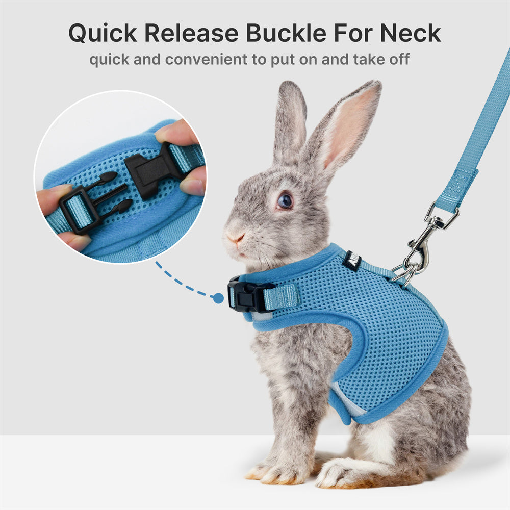 Aiitle Mesh Breathable Rabbit Harness and Leash Set Lightweight Adjustable