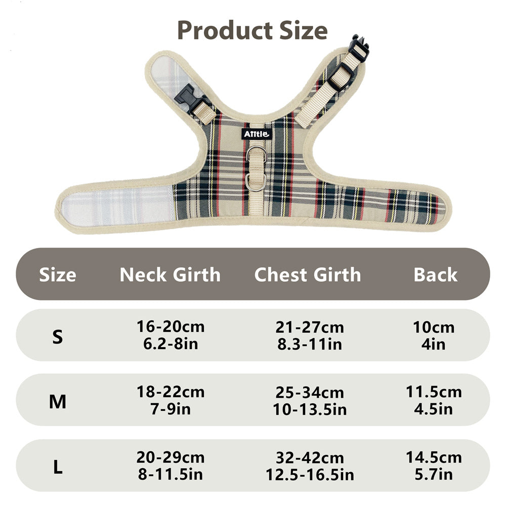 Aiitle Adjustable Padded Bunny Harness Leash Set Plaid Pattern